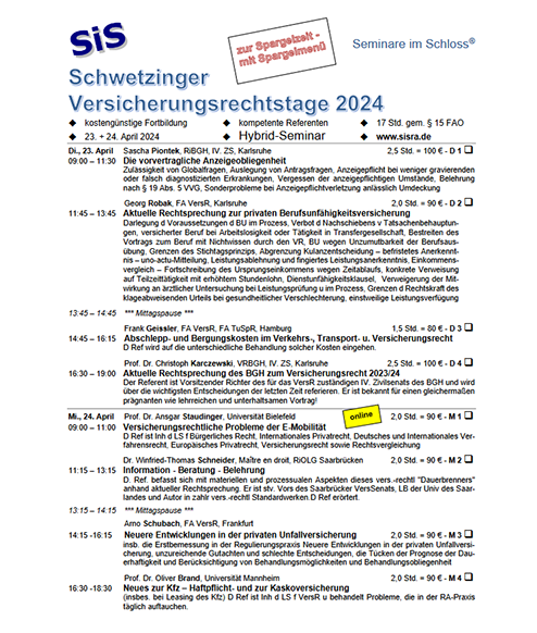 Schwetzinger Versicherungsrechtstage 2024